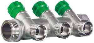 Коллектор с вентилями TIM  3/4"х1/2"х2 вых. НР, под конус