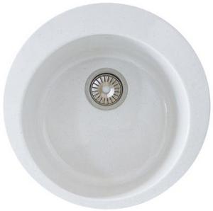 Мойка  керамогранит  S1   D 490мм круглая   (390*190мм., уст. проем 490мм.) (перелив + отв. под смес., БЕЗ СИФОНА.) матовый    БЕЛЫЙ КРАП   