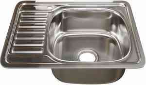 МОЙКА врезная 48х58 (0,8)  ПРАВАЯ  вып  3 1/2" (глубина чаши 18 см, сифон) MIXLINE 