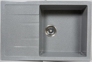Мойка  керамогранит S19  прямоуг   750 *505    (чаша 440* 395 мм,  h 18,5 мм ) (перелив, б/отв., унив-я, БЕЗ СИФОНА..) матовый    СЕРЫЙ   