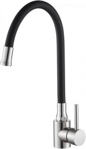 КУХНЯ MAXONOR E7280-7 ø35 (крепление гайка,гибкий излив черный/сатин) (ЛАТУНЬ)