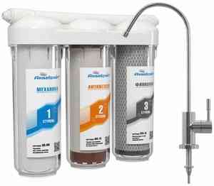 АБФ-ТРИА - АНТИЖЕЛЕЗО, ТРЕХСТУПЕНЧАТАЯ  система очистки воды под КУХОННУЮ МОЙКУ с отдельным краном