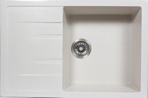 Мойка  керамогранит S19  прямоуг   750 *505    (чаша 440* 395 мм,  h 18,5 мм ) (перелив, б/отв., унив-я, БЕЗ СИФОНА.) матовый    БЕЛЫЙ КРАП      