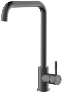 КУХНЯ  Diadonna   D46-0004QH ø35, п/гайку, высокий излив, серый графит, (подводка 50см - 2 шт.) нерж. сталь