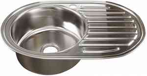 МОЙКА врезная 50х77 (0,8)  ЛЕВАЯ  овальная   вып  31/2" 18см  сифоном MIXLINE  