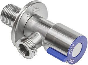 КРАН УГЛОВОЙ для с/м   1/2"x1/2"  НР-НР нерж. сталь SUS304 с отраж. TIM