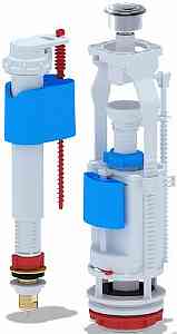 АНИ WC9520C Арматура комплект, 2-я хром кнопка, впуск ниж. 1/2" лат. резьба