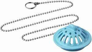 Пробка-сеточка для ванной/раковины D40 мм ГОЛУБАЯ в блистере 45 см /