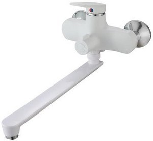 ВАННА  SOLONE  PLA-7101 литьё под давлением, КОРПУС ПЛАСТИК  (ABS), с пов. плоским изливом 360°, ø35, дивертор в корпусе, белый матовый