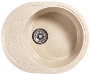 Мойка  керамогранит S20  овальн   560 *460    (чаша 390 мм,  h 17,5 мм ) (перелив, б/отв., унив-я, БЕЗ СИФОНА.) матовый    ЛЕН   