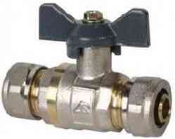 КРАН  шар.  для МП  16х16  цанга-цанга бабочка AQUALINK