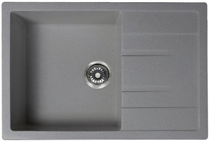 Мойка  керамогранит S19  прямоуг   750 *505    (чаша 440* 395 мм,  h 18,5 мм ) (перелив, б/отв., унив-я, БЕЗ СИФОНА.) матовый    ТЕМНО-СЕРЫЙ   