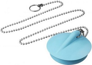 Пробка д/ванны с метал.цепочкой 50см  D40мм голубая