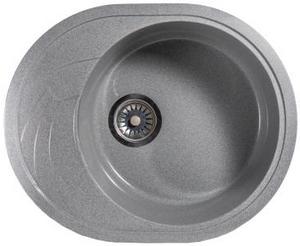 Мойка  керамогранит S20  овальн   560 *460    (чаша 390 мм,  h 17,5 мм ) (перелив, б/отв., унив-я, БЕЗ СИФОНА..) матовый    ТЕМНО-СЕРЫЙ   
