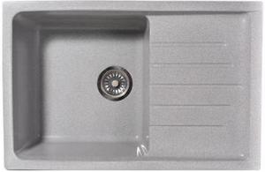 Мойка  керамогранит S12  прямоуг   740 *485    (чаша 430* 385 мм,  h 18 мм ) (перелив, б/отв., унив-я, БЕЗ СИФОНА.) матовый    СЕРЫЙ   